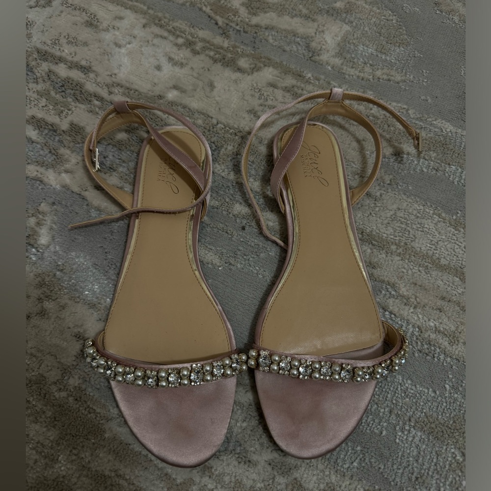 Flat bedazzled sandals